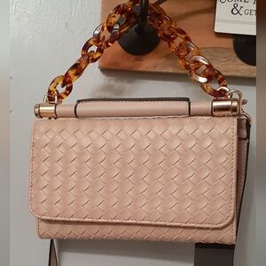 Violet Ray Enamel Basketweave Wallet Crossbody Bag